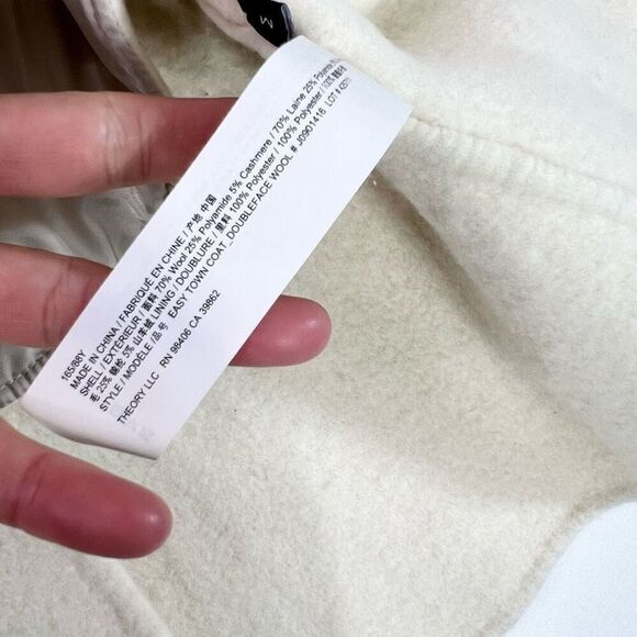 Theory Jacket Womens Medium EasyTown Coat Doubleface Wool Easter Lily Cashmere - Picture 9 of 11